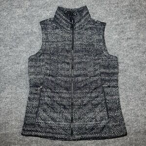 North Face Vest Womens Small Puffer‎ Sleeveless Casual Zip Pockets Black Dots